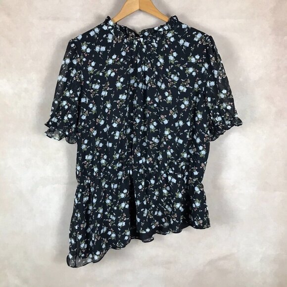 Lea & Viola Women's Plus Size Asymmetrical Floral Top NWT 1X - Picture 1 of 7